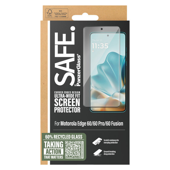 Vetro temperato UWF per Motorola Edge 60/60 Pro/60 Fusion, Nero, SAFE by PanzerGlass