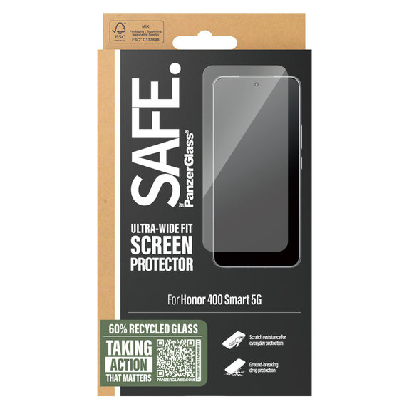 Vetro temperato UWF per Honor 400 Smart, Nero, SAFE by PanzerGlass
