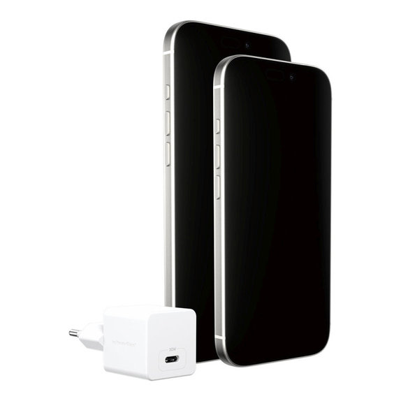 Adattatore da viaggio Grand Prix USB-C, GaN, 30 W PD, Silver White, PanzerGlass