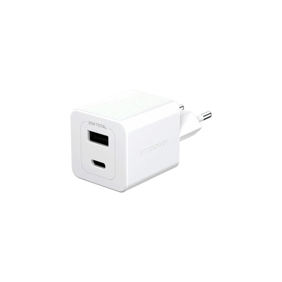Adattatore da viaggio Grand Prix USB-C/USB-A, GaN, 35 W PD, Silver White, PanzerGlass