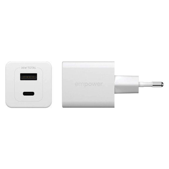 Adattatore da viaggio Grand Prix USB-C/USB-A, GaN, 35 W PD, Silver White, PanzerGlass