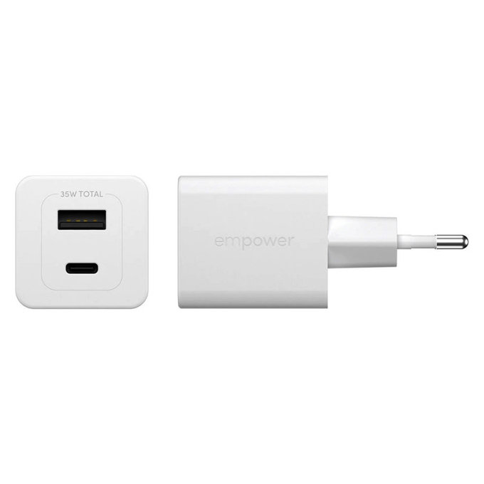 Adattatore da viaggio Grand Prix USB-C/USB-A, GaN, 35 W PD, Silver White, PanzerGlass