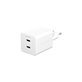 Adattatore da viaggio Grand Prix 2x USB-C, GaN, 45 W PD, Bianco argento, PanzerGlass
