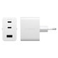 Adattatore da viaggio Grand Prix 2x USB-C/USB-A, GaN, 70 W PD, Bianco argento, PanzerGlass