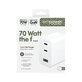 Adattatore da viaggio Grand Prix 2x USB-C/USB-A, GaN, 70 W PD, Bianco argento, PanzerGlass