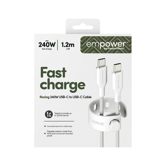 Cavo USB-C, 240 W, Racing, 1,2 m, Silver White, PanzerGlass