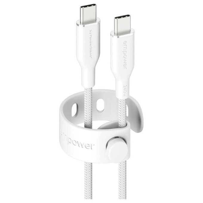 Cavo USB-C, 240 W, Racing, 2 m, Bianco argento, PanzerGlass