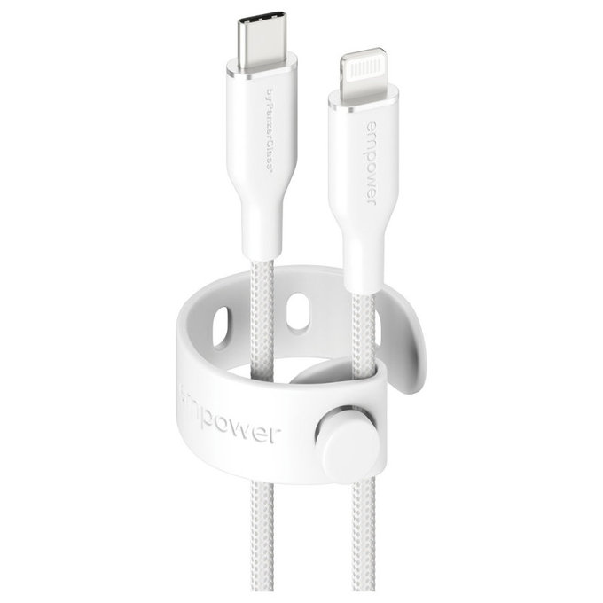 Cavo USB-C/Lightning, 60 W, Racing, 1, 2 m, Bianco argento, PanzerGlass