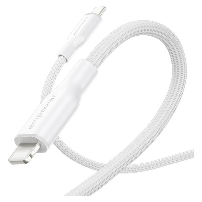 Cavo USB-C/Lightning, 60 W, Racing, 1, 2 m, Bianco argento, PanzerGlass