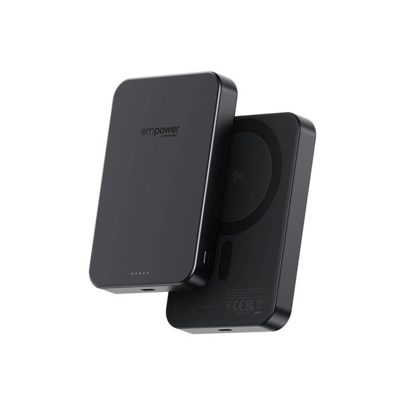 PowerBank wireless 10000 mAh 20 W, compatibile con MagSafe, Qi2/USB-C, Black spazio, empower