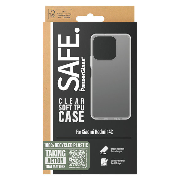 Custodia TPU per Xiaomi Redmi 14C, Trasparente, SAFE by PanzerGlass