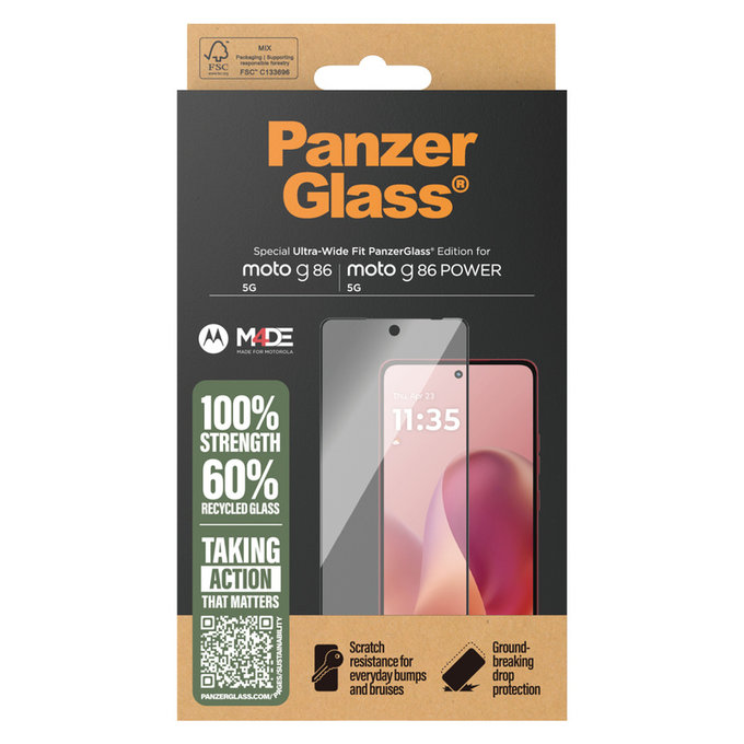 Vetro temperato UWF per Motorola Moto G86 Power, Nero, PanzerGlass