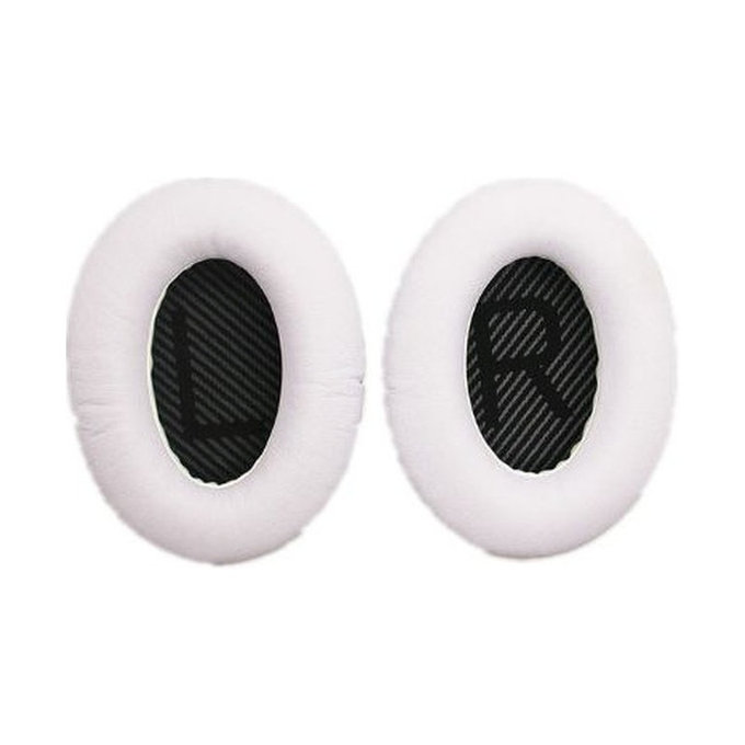 Cuscinetti auricolari di ricambio per Bose QuietComfort 2, 15, 25 e 35, Memory foam and PU leather, Black-white, 1 paio