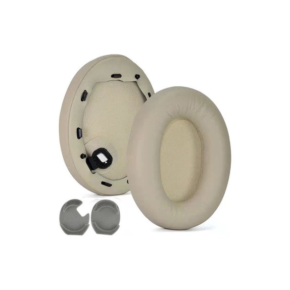Cuscinetti auricolari di ricambio per Sony WH-1000XM4, Memory foam and PU leather, Beige, 1 paio