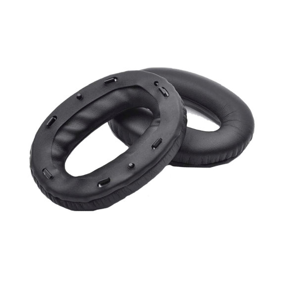 Cuscinetti auricolari di ricambio per Sony MDR-1000X, WH-1000XM2, Memory foam and PU leather, Black, 1 paio