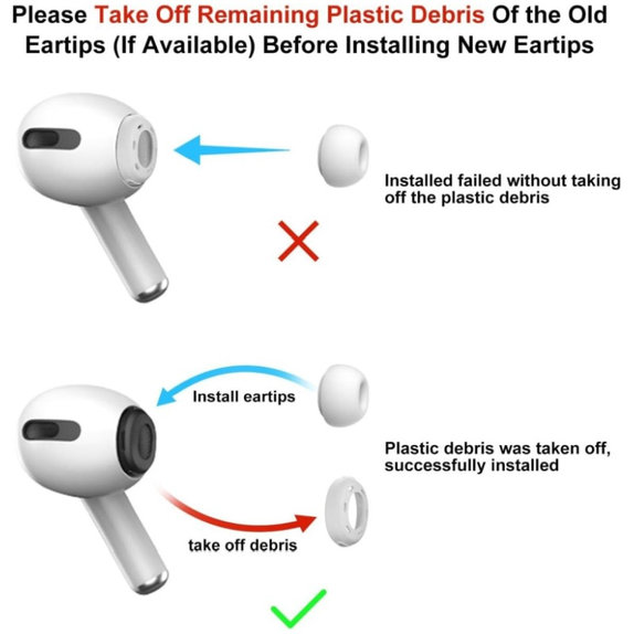 Gommini in silicone di ricambio per Apple AirPods Pro 3, set 3 pezzi (L, M, S), bianco