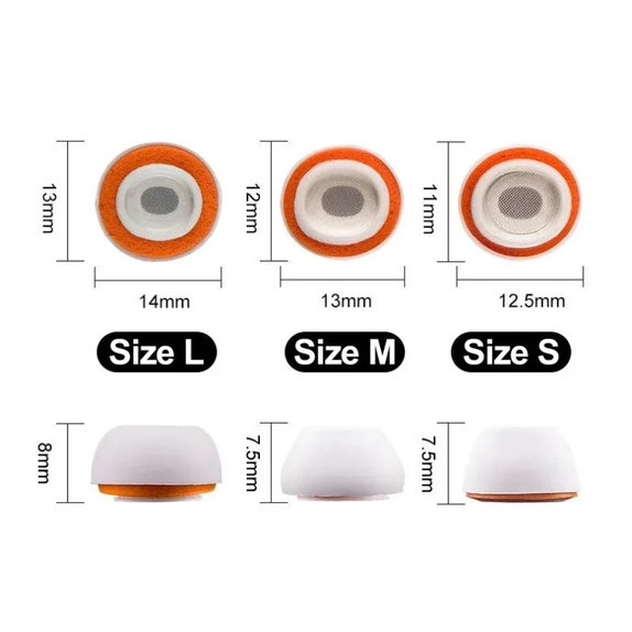 Gommini in silicone di ricambio per Apple AirPods Pro 3, set 3 pezzi (L, M, S), bianco