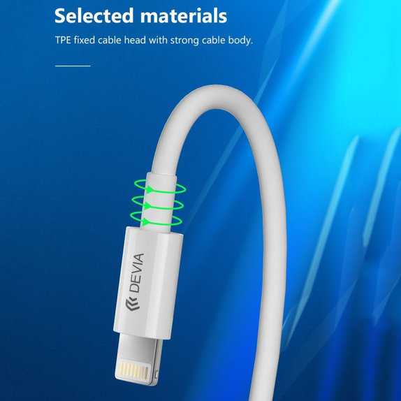 Cavo Lightning / USB-C Smart, PD 27W, 2m, White, Devia