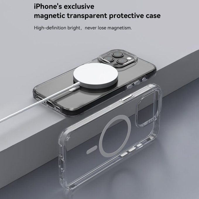 Custodia Elemental con MagSafe per iPhone 15 Pro Max, Transparent, Devia