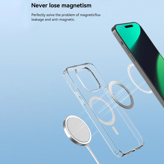 Custodia Clear con MagSafe per iPhone 15 Plus, Transparent, Devia