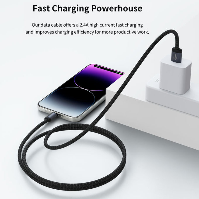 Cavo Lightning / USB Gracious, 2.4A, 2m, Black, Devia