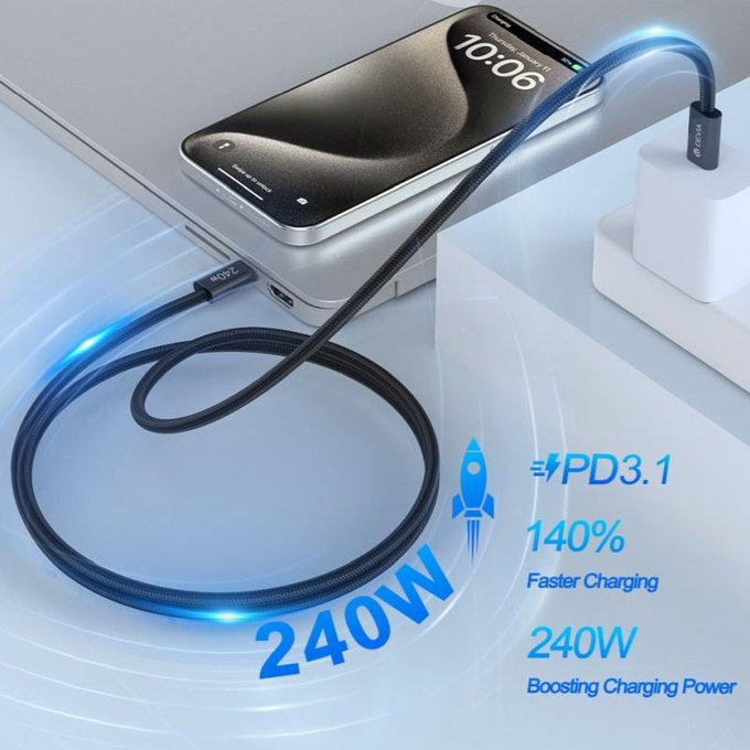 Cavo USB-C / USB-C Extreme Speed, PD 240W, 2m, Black, Devia