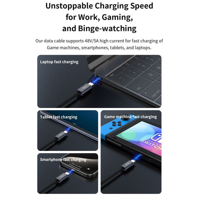 Cavo USB-C / USB-C Extreme Speed, PD 240W, 2m, Black, Devia