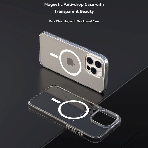 Custodia Clear con MagSafe per iPhone 16 Pro, Transparent, Devia