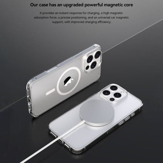 Custodia Clear con MagSafe per iPhone 16 Pro, Transparent, Devia