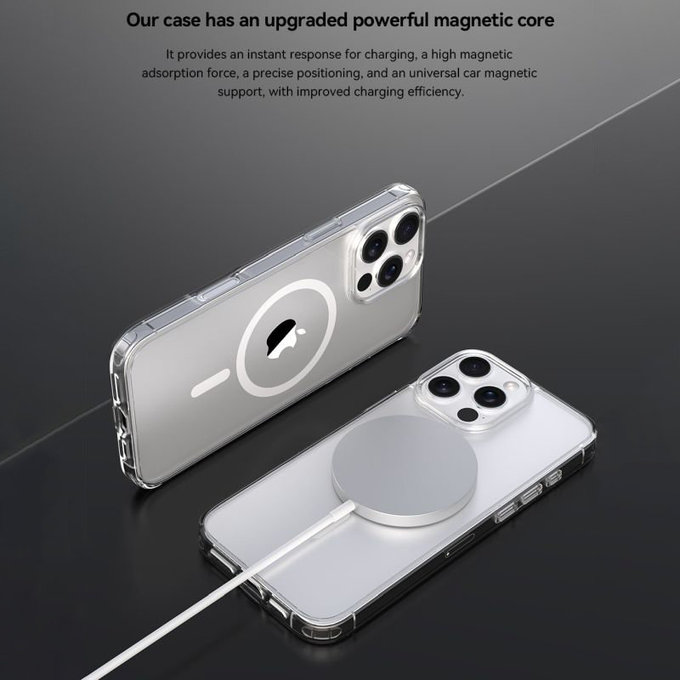 Custodia Clear con MagSafe per iPhone 16 Plus, Transparent, Devia