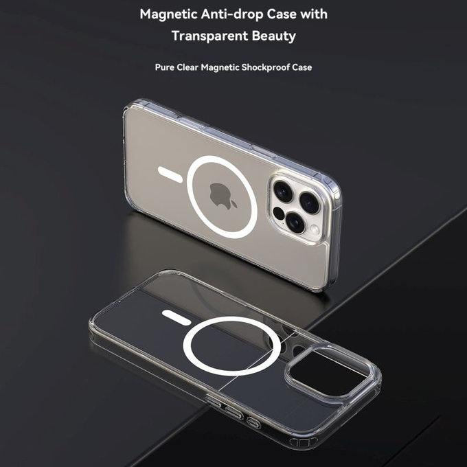 Custodia Clear con MagSafe per iPhone 16 Pro Max, Transparent, Devia