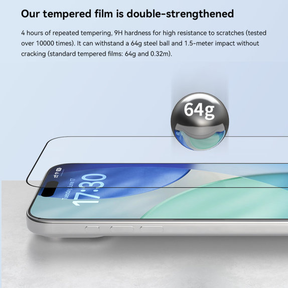 Vetro temperato FullCover con applicatore per iPhone 17, Devia
