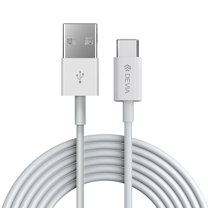 Cavo USB / USB-C Smart, 2.1A, 1m, White, Devia