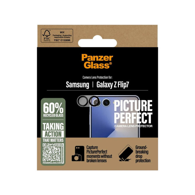 Protezione lente fotocamera PicturePerfect per Samsung Z Flip7, Nero, PanzerGlass
