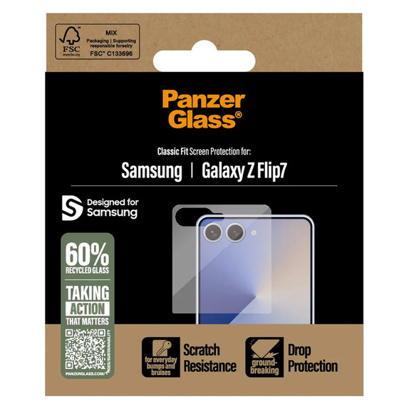 Vetro temperato Classic Fit per Samsung Galaxy Z Flip7, Trasparente, PanzerGlass