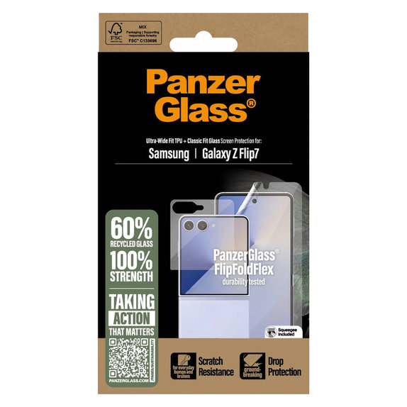 Pellicola protettiva UWF e vetro temperato per Samsung Galaxy Z Flip7, Trasparente, PanzerGlass