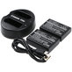 Batteria per Nikon Coolpix P7000, P7700, D3100, D3200, D5100, 1030mAh, Li-Ion, 7.4V, EN-EL14, 2pz con caricabatterie, HQ