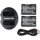 Batteria per Nikon Coolpix P7000, P7700, D3100, D3200, D5100, 1030mAh, Li-Ion, 7.4V, EN-EL14, 2pz con caricabatterie, HQ
