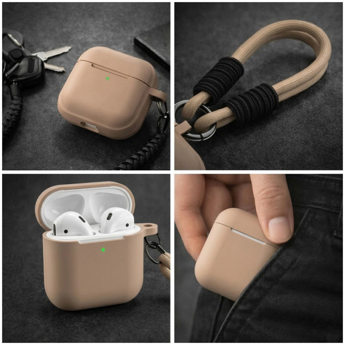 Custodia in silicone per AirPods 1 e 2, Sand Beige