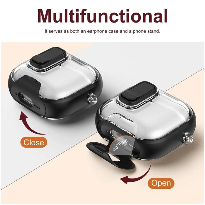 Custodia in silicone con supporto per telefono e moschettone per AirPods Pro 3, Black