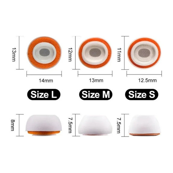 Gommini auricolari in silicone di ricambio per AirPods Pro 3, Memory Foam, Set (L, M, S), White