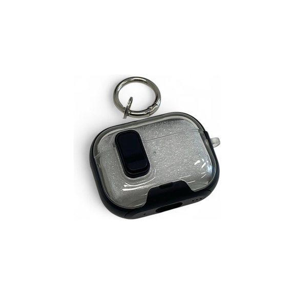 Custodia in silicone con supporto per telefono e moschettone per AirPods Pro 2, Black
