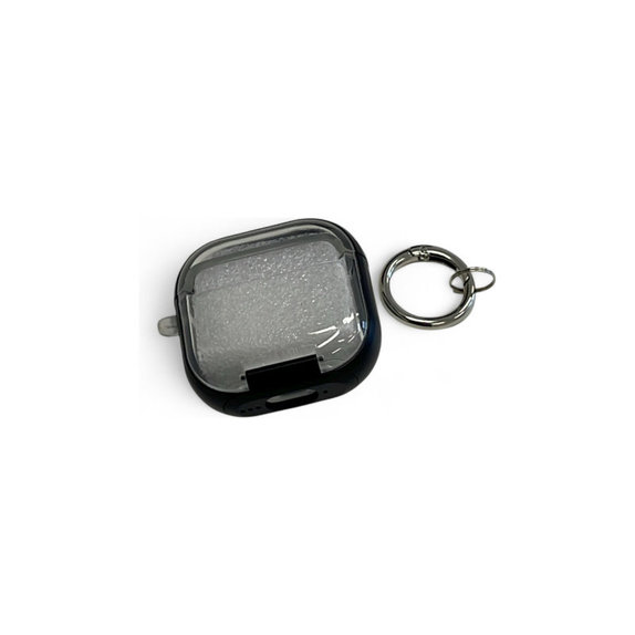 Custodia in silicone con supporto per telefono e moschettone per AirPods 4, Black