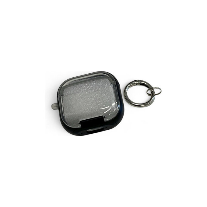 Custodia in silicone con supporto per telefono e moschettone per AirPods 4, Black