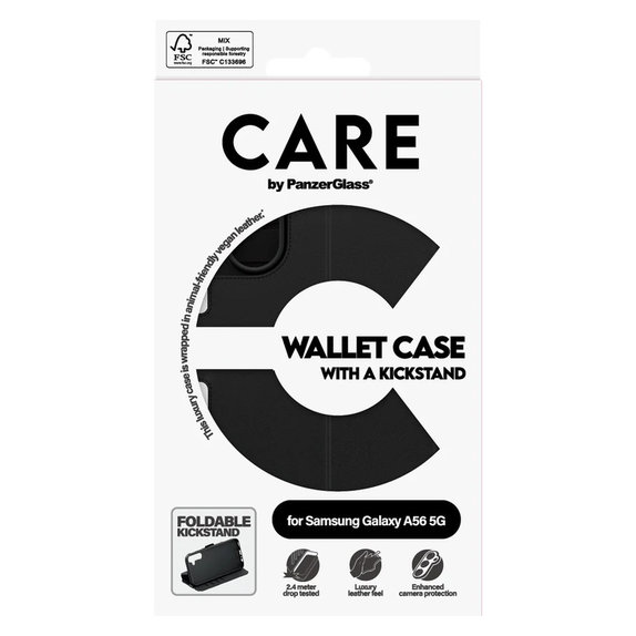 Custodia Wallet Kickstand per Samsung Galaxy A56 5G, Nero, PanzerGlass