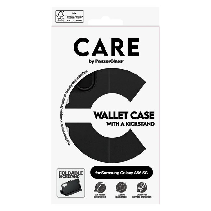 Custodia Wallet Kickstand per Samsung Galaxy A56 5G, Nero, PanzerGlass