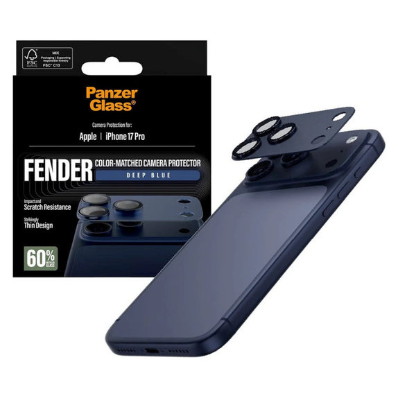 Protezione obiettivo Fender per iPhone 17 Pro, Blu, PanzerGlass