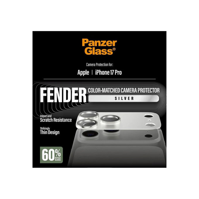 Protezione obiettivo Fender per iPhone 17 Pro, Argento, PanzerGlass