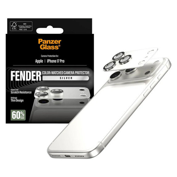 Protezione obiettivo Fender per iPhone 17 Pro, Argento, PanzerGlass