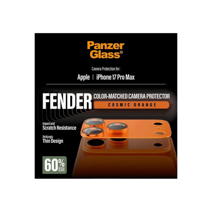 Protezione obiettivo Fender per iPhone 17 Pro Max, Arancione, PanzerGlass
